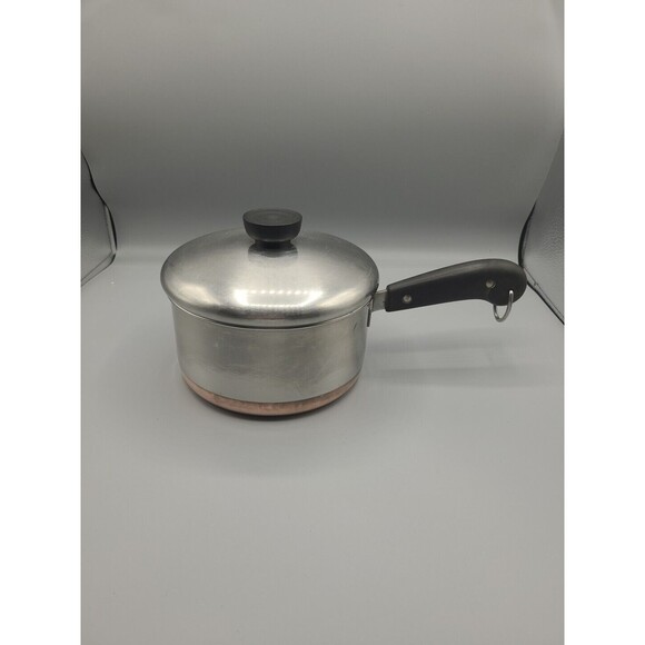 Vintage Revere Ware 1.5 Qt Quart Copper Clad Stainless Double Ring Sauce Pan Lid - Picture 4 of 4